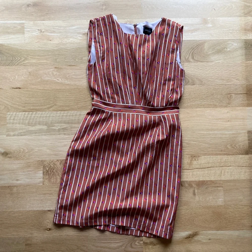 Rachel Comey Marion Dress Sz 2 EUC Silk Sheath Retro Floral Striped - Picture 11 of 16